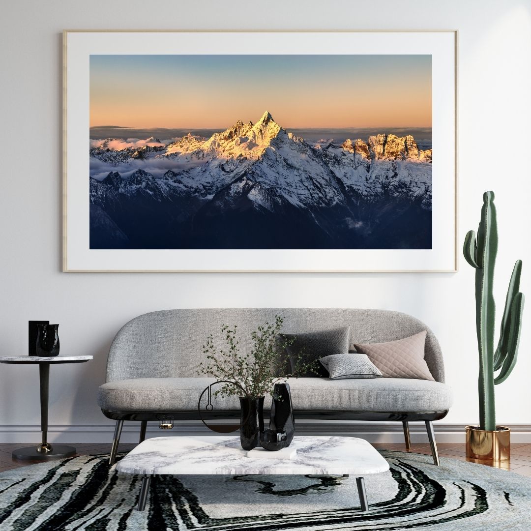 Golden Summit Majesty | Premium Mountain Wall Art