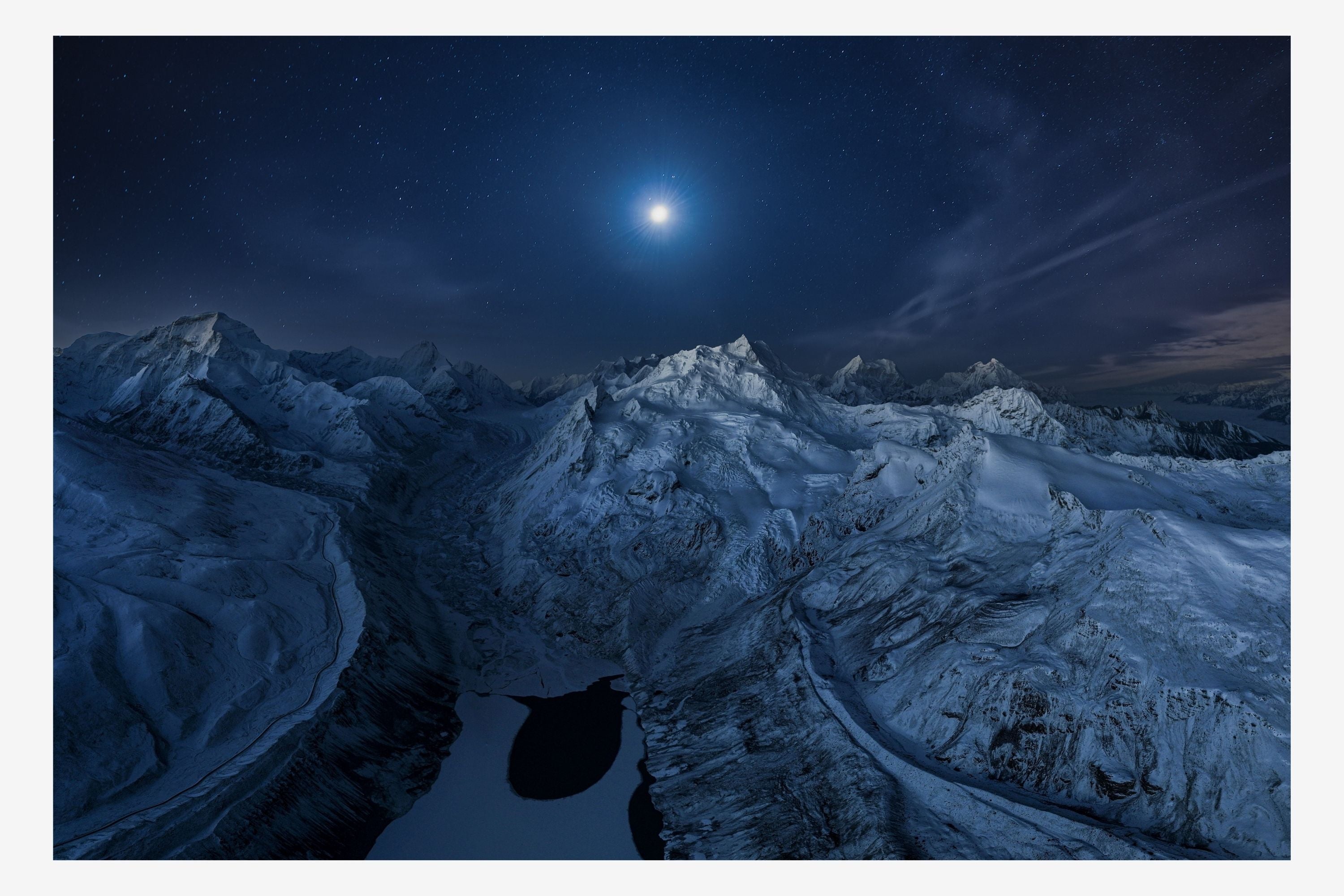 Moon over the Snowfield | Premium Framed Mountain Wall Art