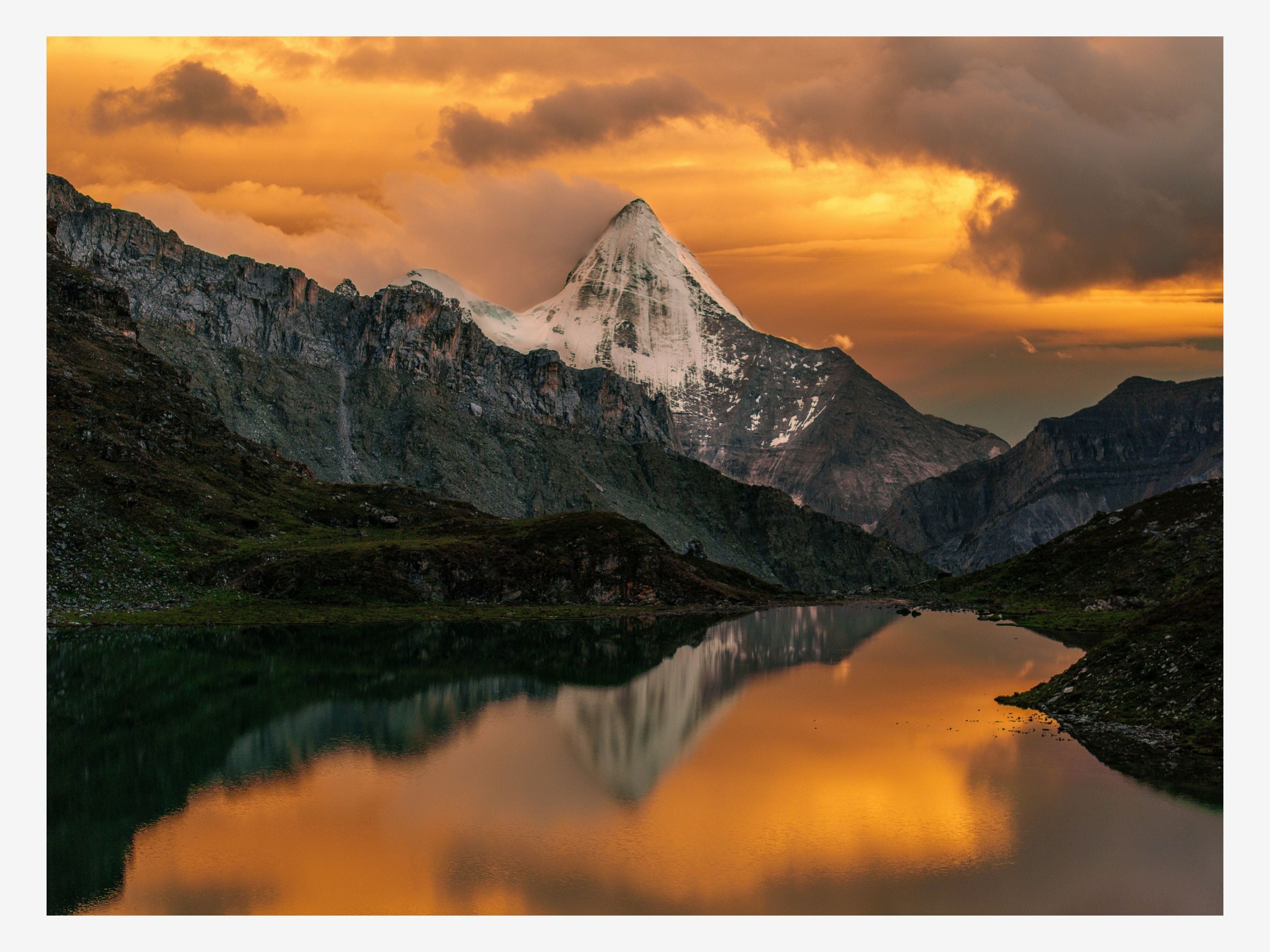 Mirror of the Sacred Mountain | Premium Frames Mountain Wall Art