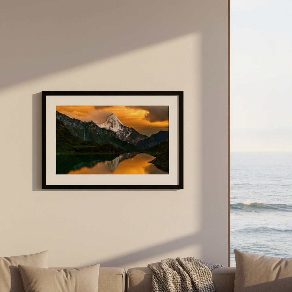 Mirror of the Sacred Mountain | Premium Frames Mountain Wall Art