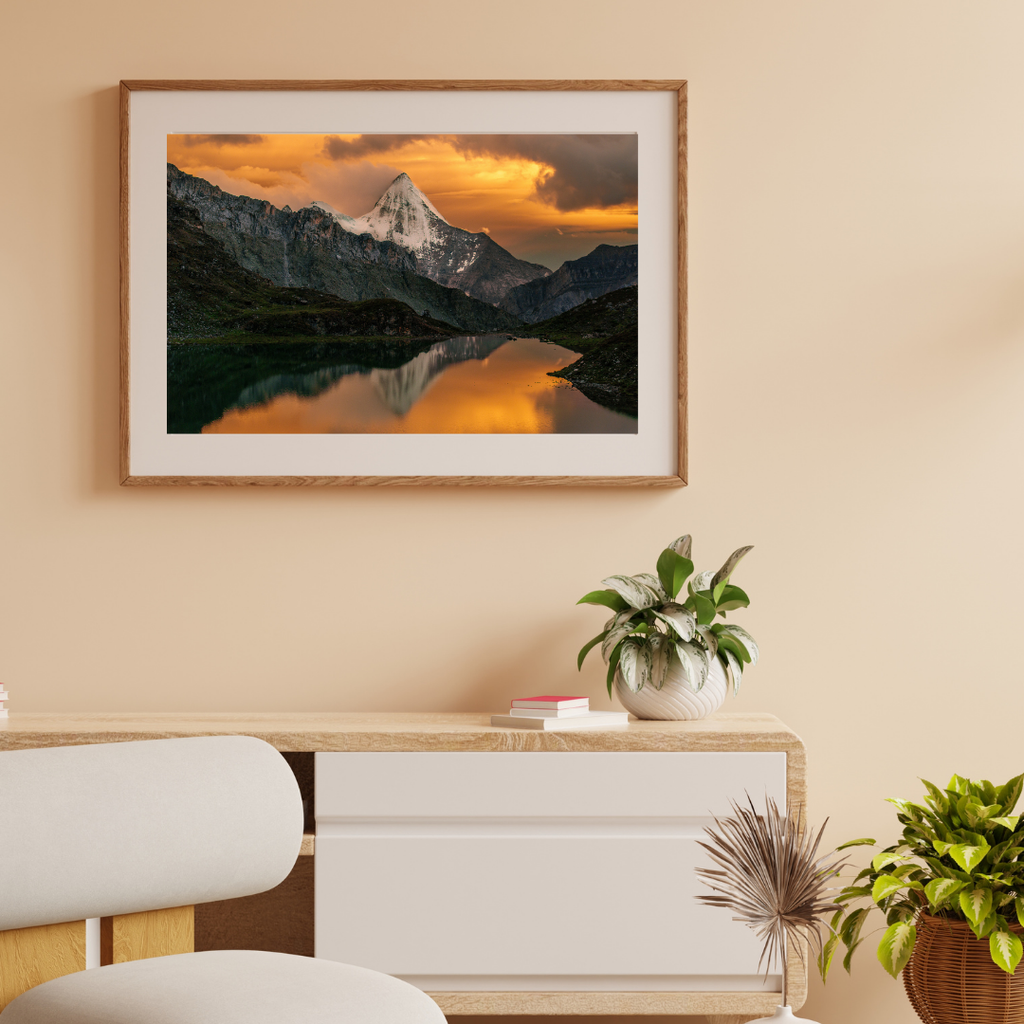 Mirror of the Sacred Mountain | Premium Frames Mountain Wall Art