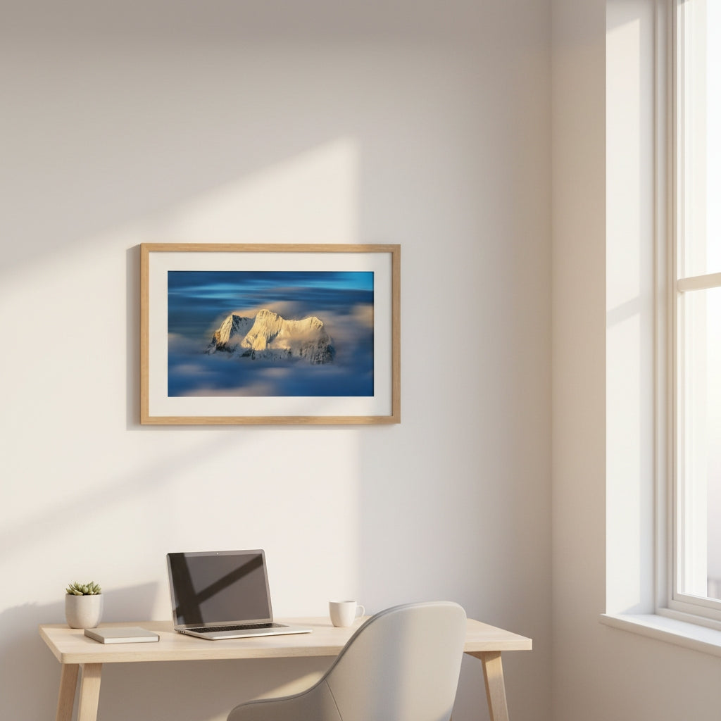 Golden Summit Above the Clouds | Premium Mountain Wall Art