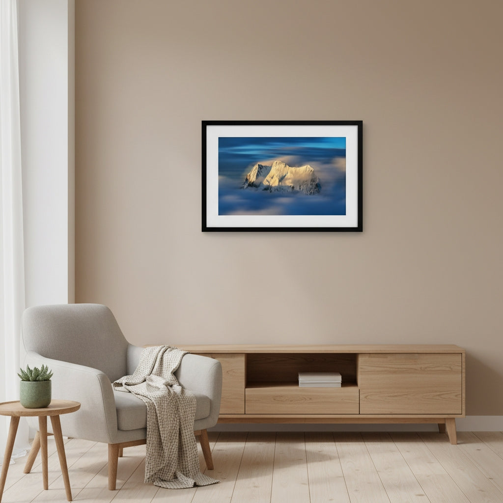 Golden Summit Above the Clouds | Premium Mountain Wall Art