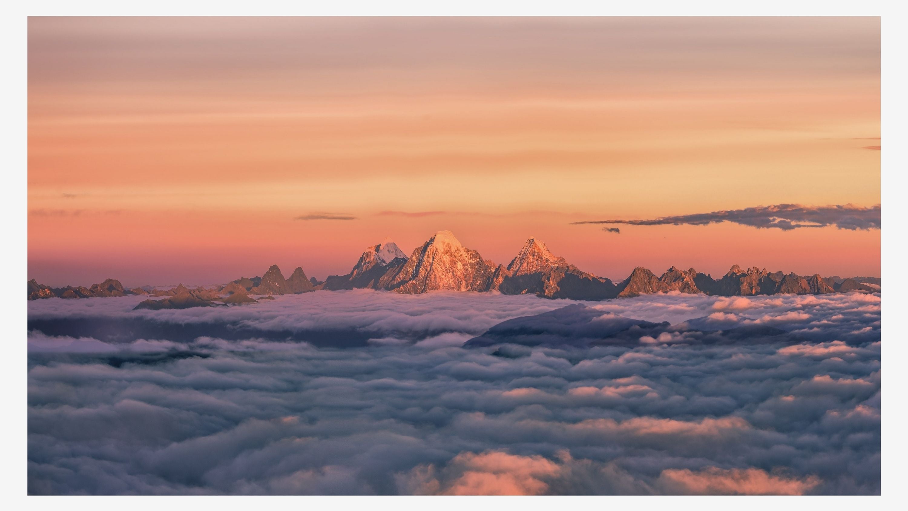 Golden Horizon Above the Clouds | Premium Framed Mountain Wall Art