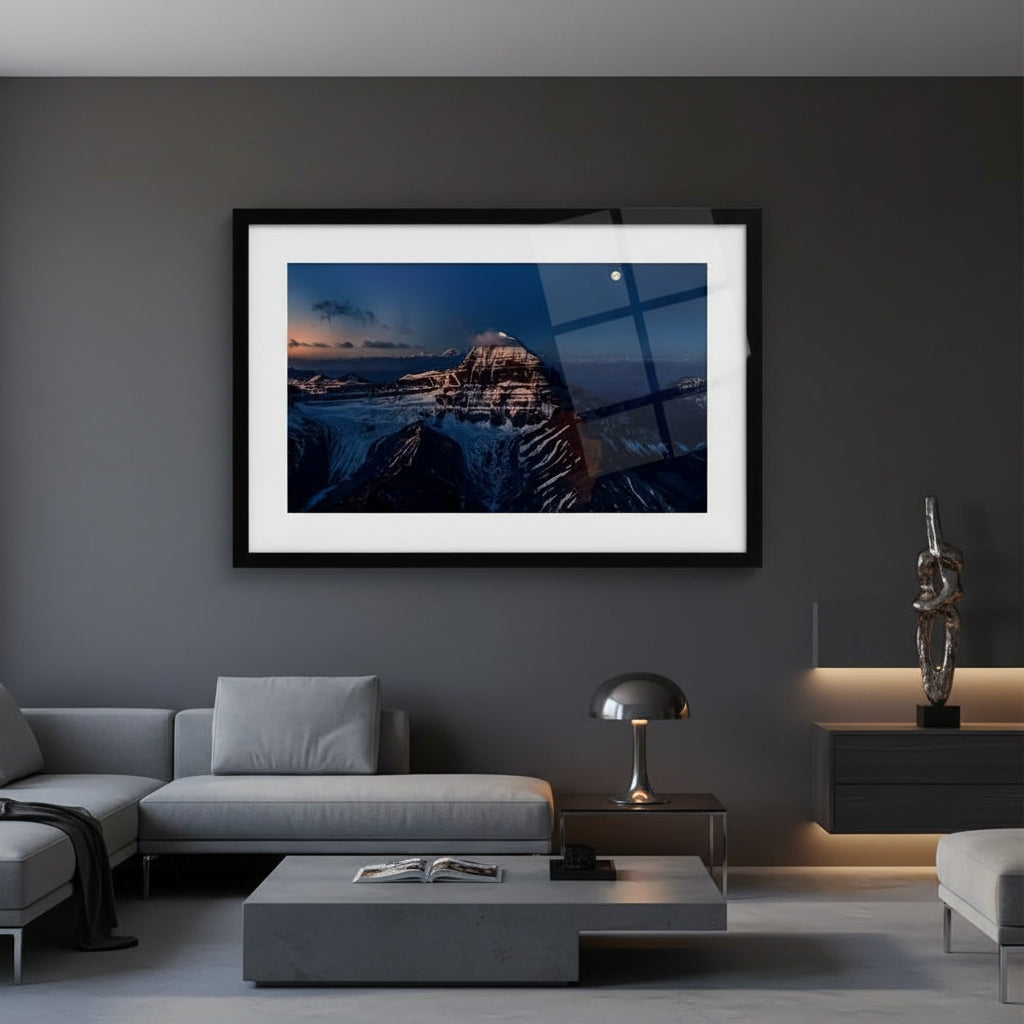 Moon Above the Horizon | Himalayan Series | Framed Print