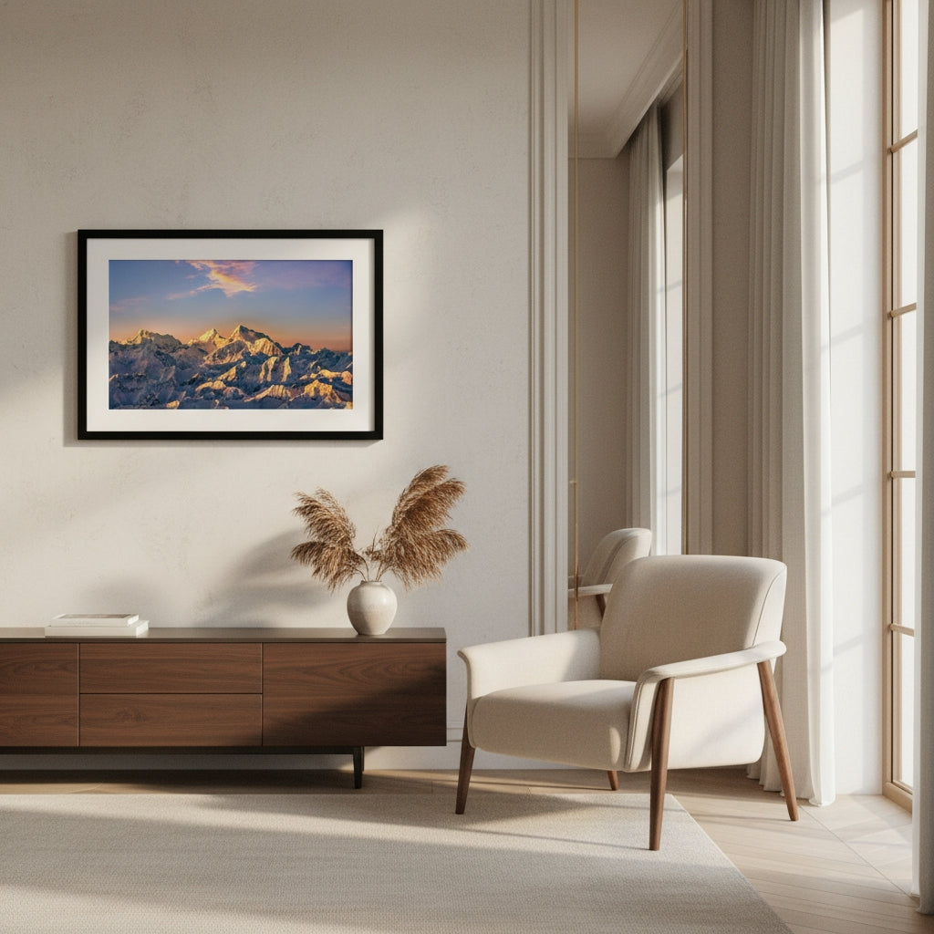 First Light on Snow Peaks | Himalayan Series | Framed Print