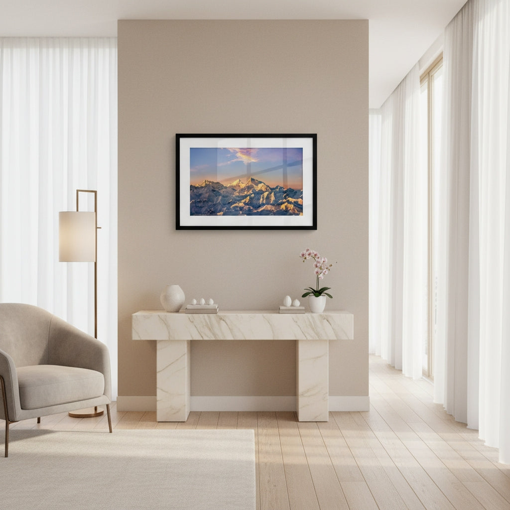 First Light on Snow Peaks | Himalayan Series | Framed Print