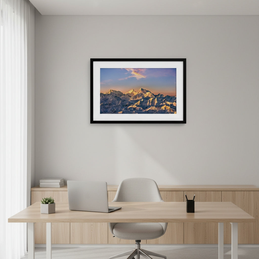 First Light on Snow Peaks | Himalayan Series | Framed Print