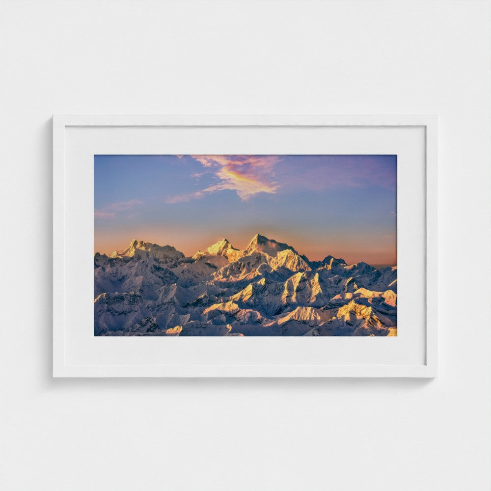 First Light on Snow Peaks | Himalayan Series | Framed Print